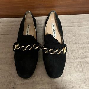 Black Karl Lagerfeld Flats w Gold Detail
